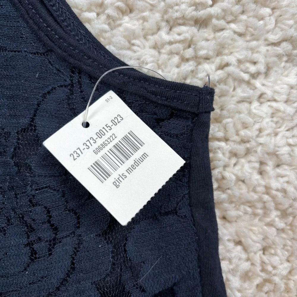 Abercrombie Kids Girls‎ Navy Floral Lace Peplum Tank Top Sleeveless Medium M